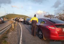 Police Force of Sint Maarten Conducts Vehicle and Documentation Controls on A.J.C. Brouwers Road