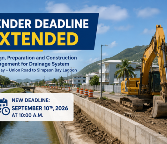 Tender Submission Deadline Extended for Drainage System Cole Bay -Union Road to Simpson Bay Lagoon