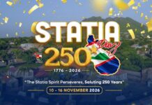 King Willem-Alexander, Prime Minister Jetten Mark and State Secretary for Interior Affairs and Kingdom Relations, Eric van der Burg, 250th Anniversary of The First Salute on St. Eustatius