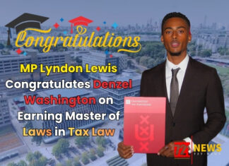 MP Lyndon Lewis Congratulates Denzel Washington on Earning Master of Laws in Tax Law