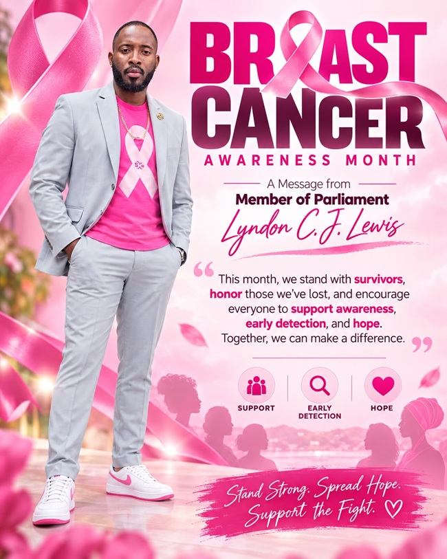 St. Maarten MP Lewis Voices Support for Breast Cancer Awareness Month