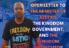 OPEN LETTER TO THE MINISTER OF JUSTICE, THE KINGDOM GOVERNMENT, AND THE KINGDOM PROSECUTOR